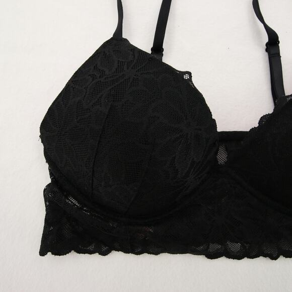 PINK Victoria's Secret Black Floral Lace Bra - Picture 2 of 9